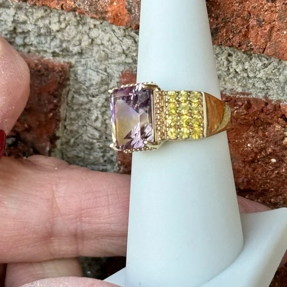 Rare Ametrine and Yellow Sapphire Ring - Picture 9 of 11